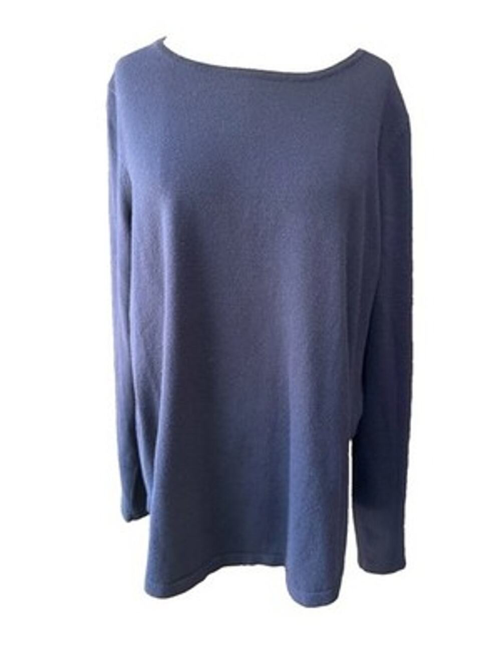 Chico's Sweater Size 2 L 12-14 Blue Boat Neck Back Zip Lightweight Pullover